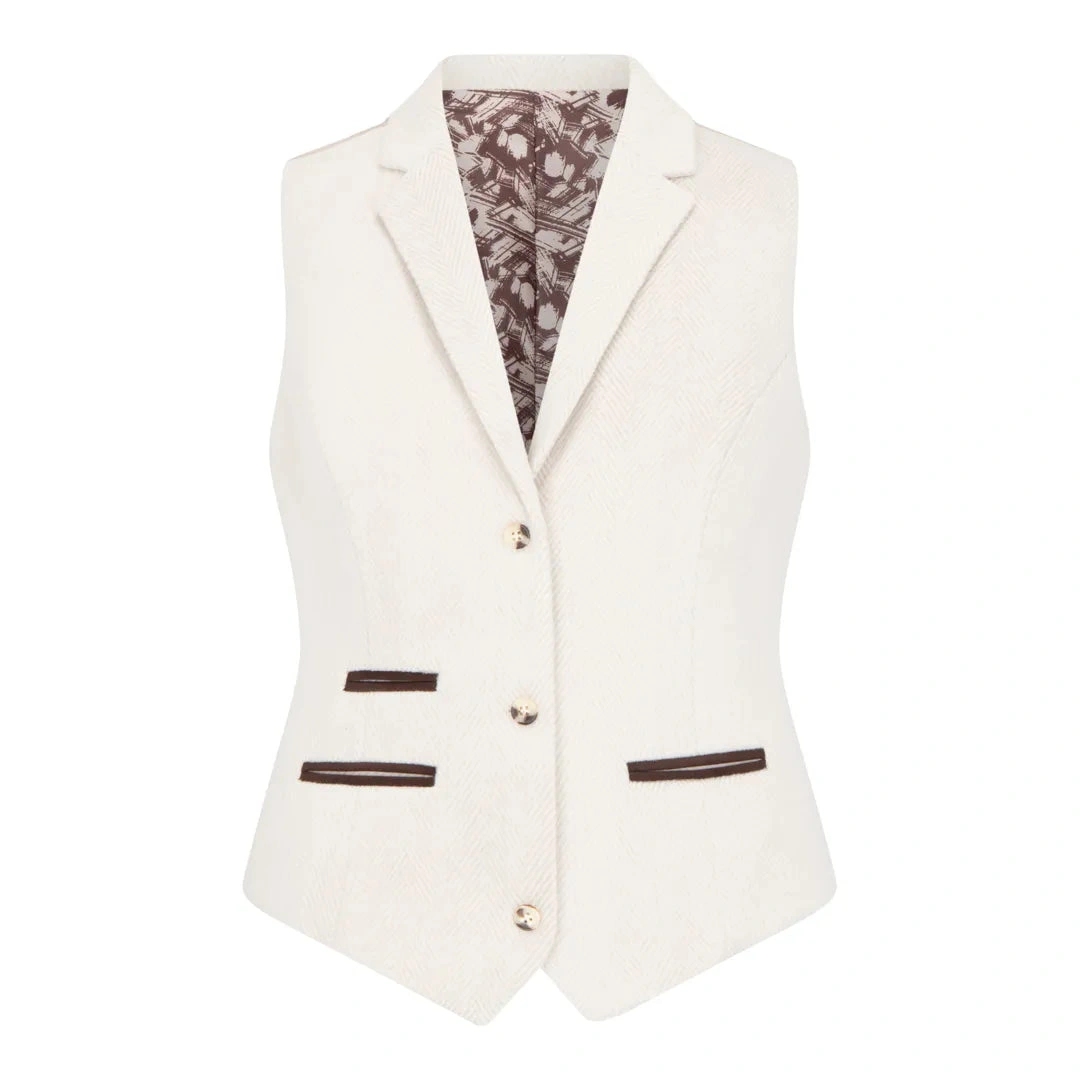 WSN15: Blazer Tweed crème femme, lainage chic et intemporel. Élégance assurée!