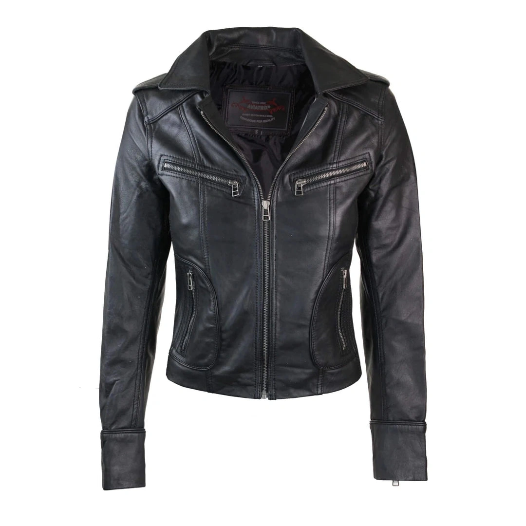 Veste de motard en cuir pour femmes: Silhouette parfaite, style audacieux!
